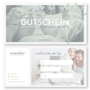 Gutschein für Produkte des Alpadoro Onlineshops