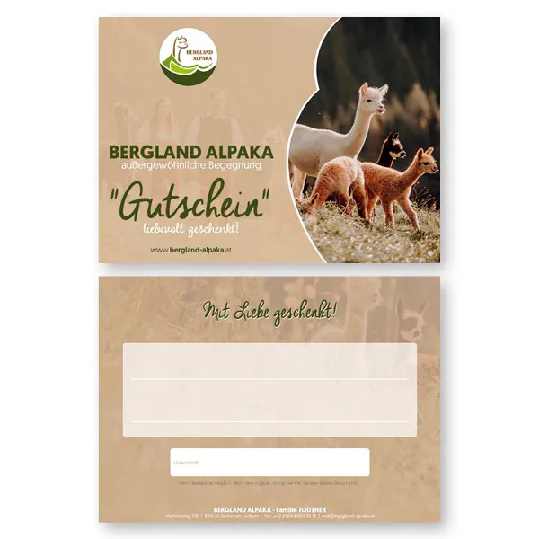 Gutschein für eine Bergland Alpaka Wanderung